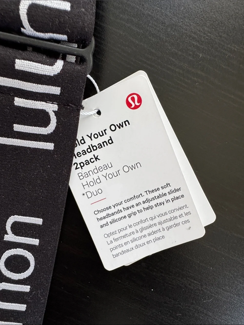 Lululemon Hold Your Own Head Elastic Hair/Workout Bands Black White 2 pack - NEW